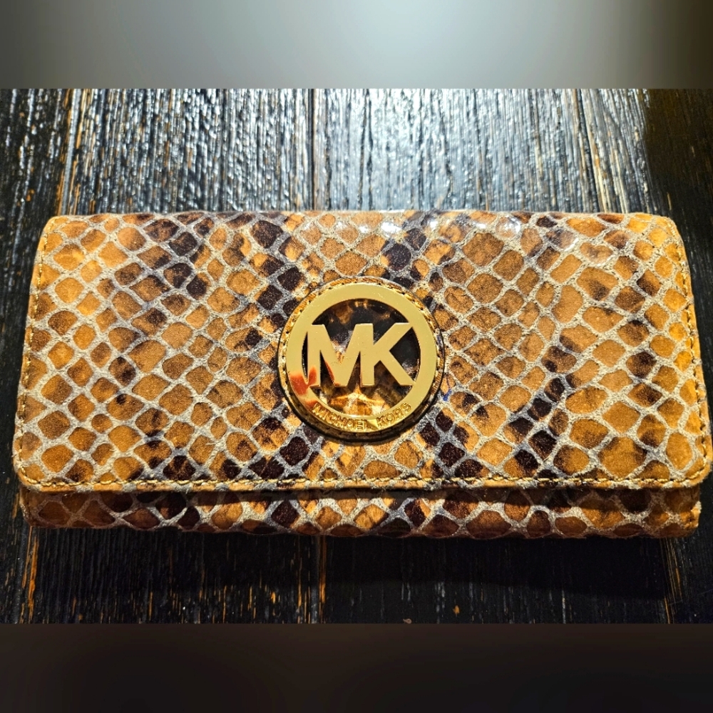 Sand python embossed Michael Kors wallet